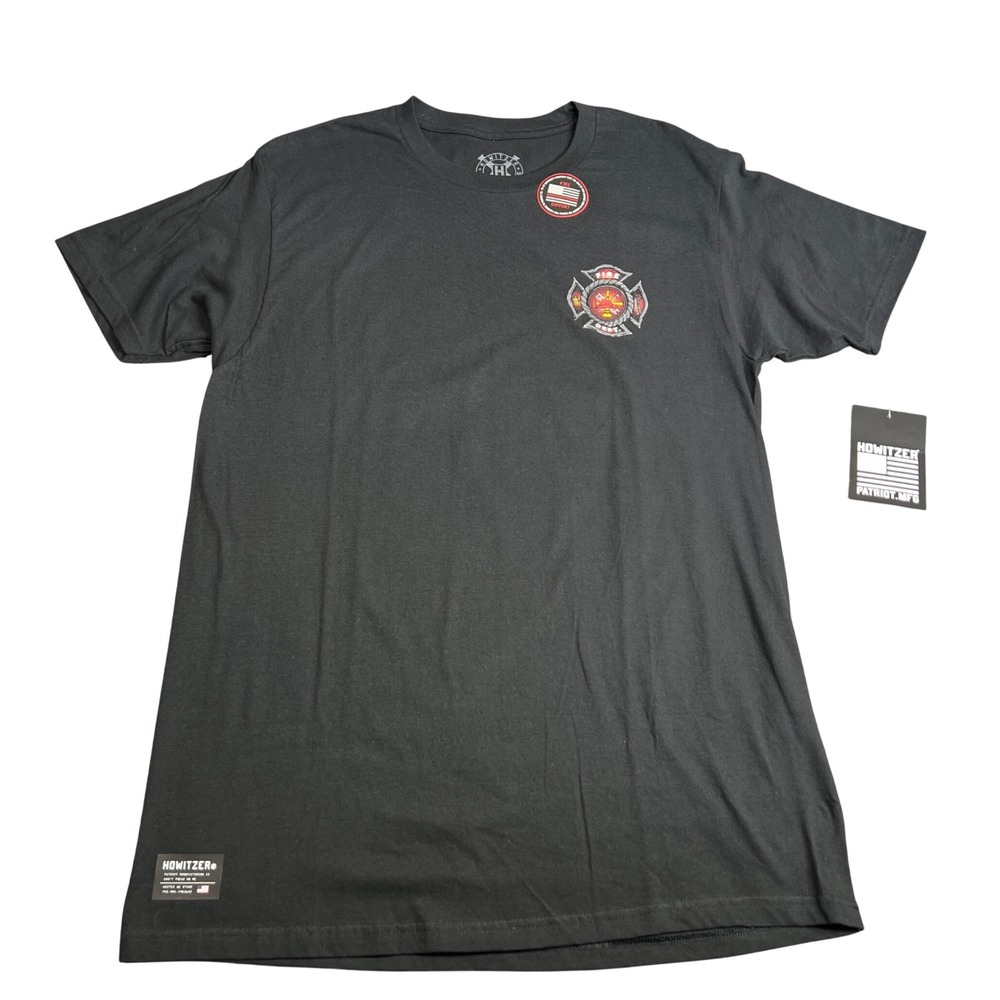 Howitzer Fire Dept Eagle Graphic T-Shirt Mens Large Black NWT Patriotic Tee